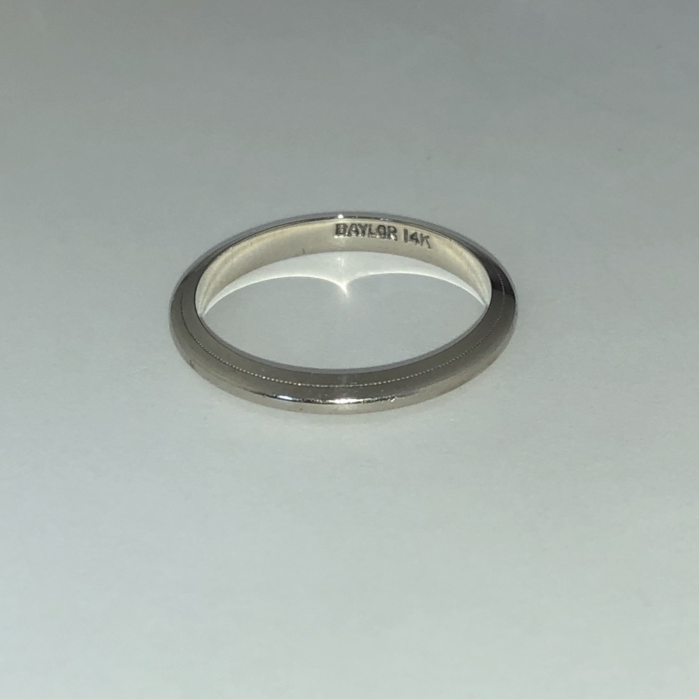 Solid 14K White Gold BAYLOR Designer Band Ring Vintage Stacking Stackable Stack